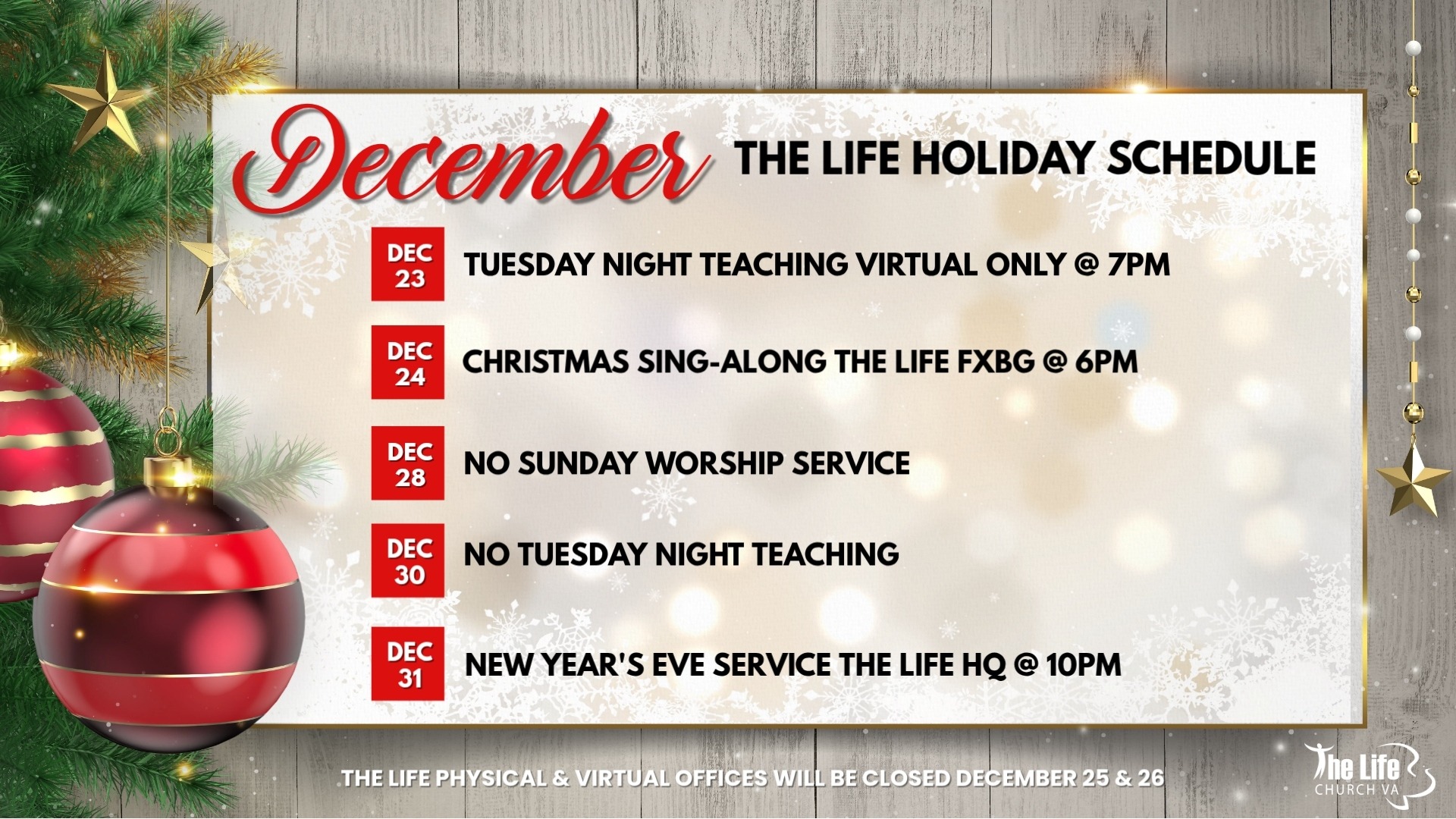 DEC 2025 HOLIDAY SCHEDULE 16x9